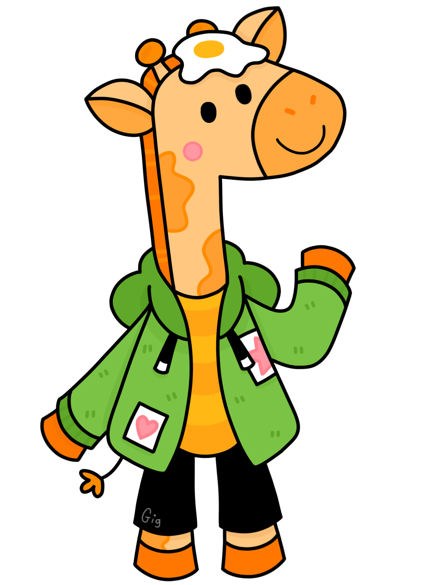 Digital illustration of Gig the Giraffe